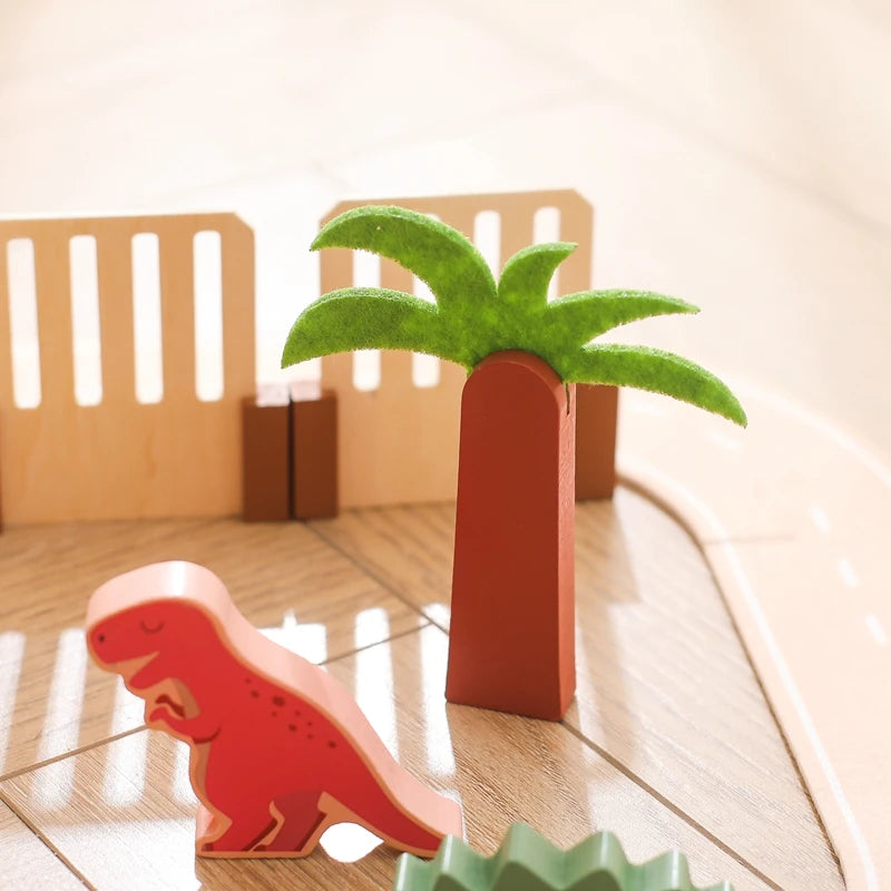 Children Montessori Wooden Toys Dinosaur Car Animal Park Barn Toy Wooden Stacking Game Kid Educational Toy Christmas Gift