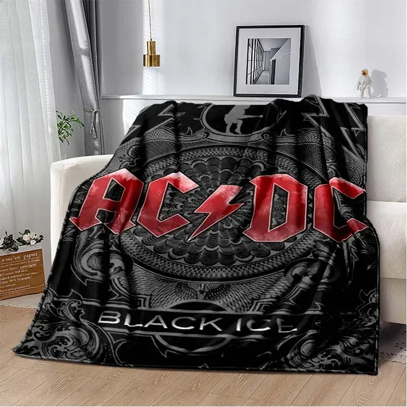 ACDC Pattern Throw Blanket Light Weight Blanket for Living Room Bedroom Kidsroom Warm Blanket Christmas Gift