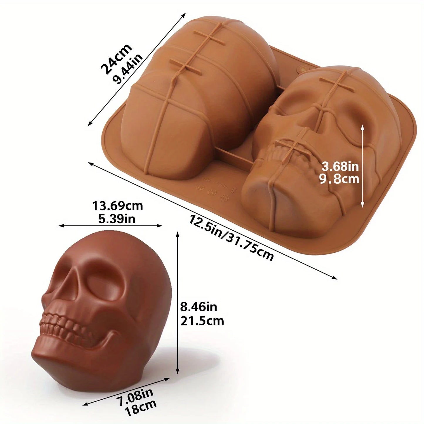 1pc Large Skull Cake Pan Haunted Skull Baking Cake Mold For Halloween And Birthday Party