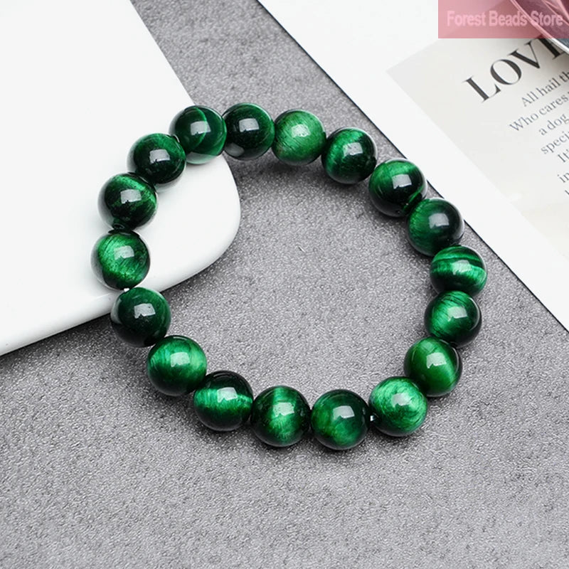 Natural Stone Green Tiger Eye Bracelets Healing Visuddhi Chakra Stress Relief Reiki Yoga Blue Energy Bracelet Jewellry Pulsera