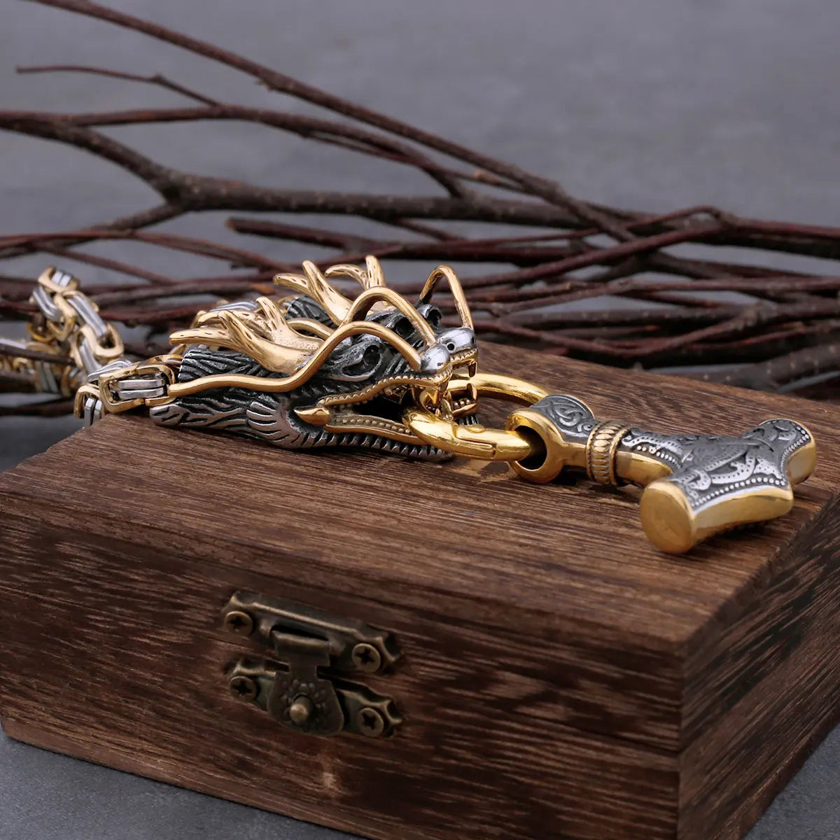 Vikings Thor's Hammer Vintage Pendant Men's Stainless Steel Faucet Square Necklace Hip Hop Fashion Biker Nordic Jewelry Gift