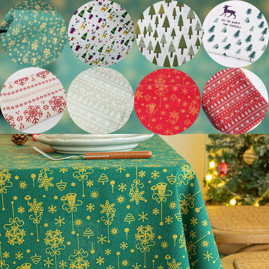 45x145cm Elk Snowflake Printed Linen Cotton Fabric Wrinkle-Resistant for Doll Clothes DIY Quit Sewing Kits Christmas Gift Craft