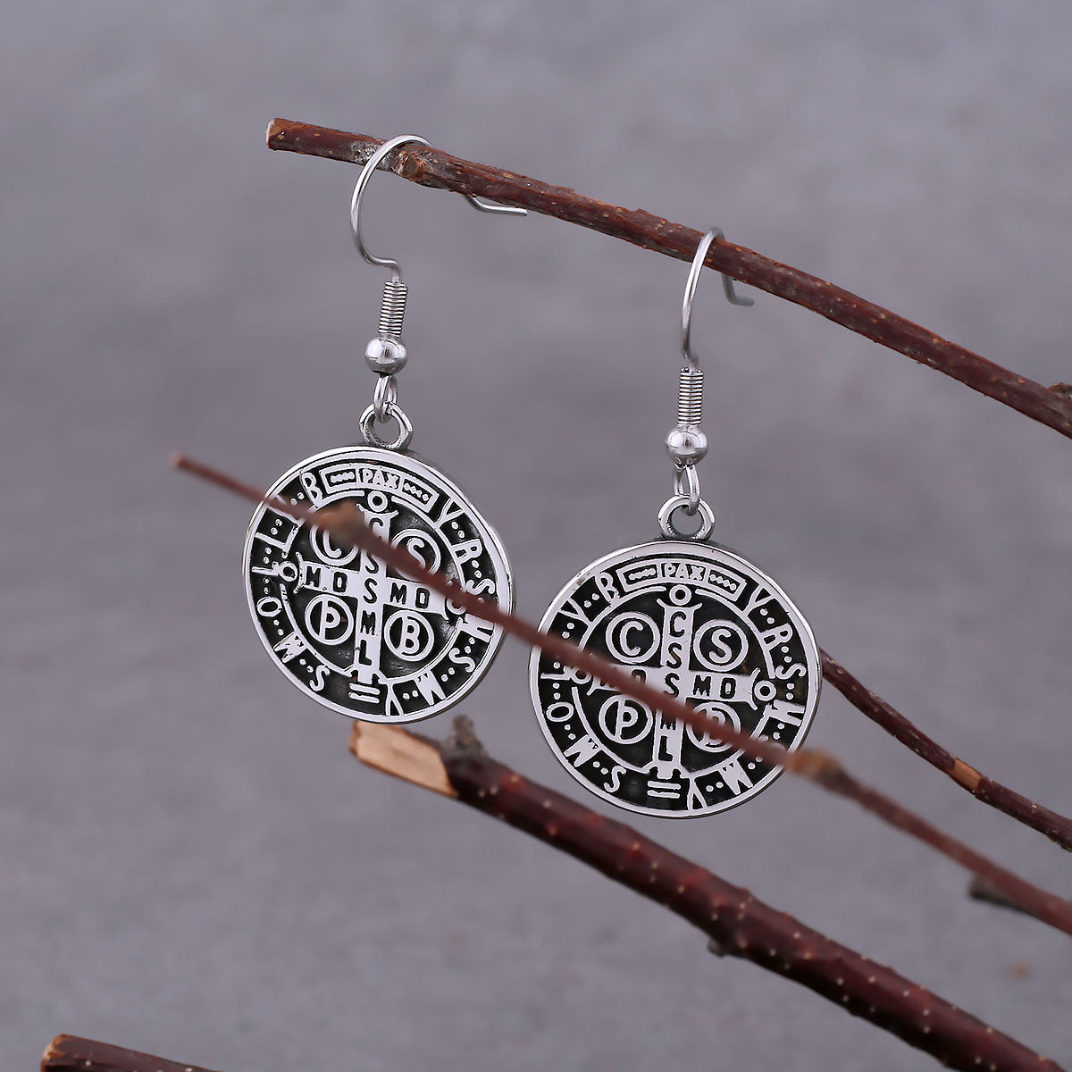Fashion Religiou Cross CSPB Drop Earrings For Men Stainless Steel Christian Believer Amulet Earrings Vintage Charm Faith Jewelry