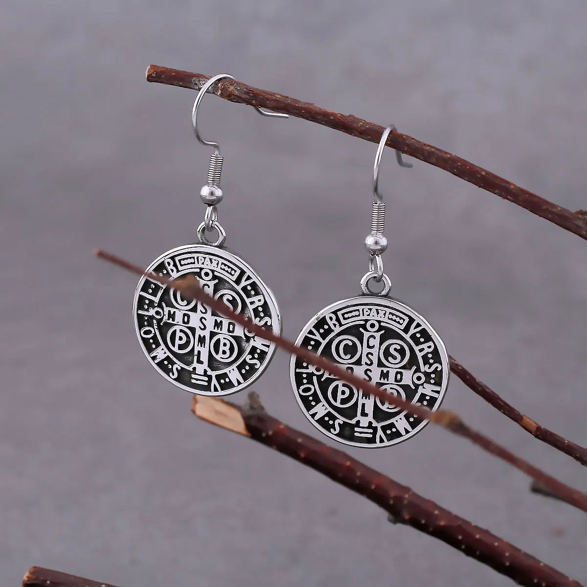 Fashion Religiou Cross CSPB Drop Earrings For Men Stainless Steel Christian Believer Amulet Earrings Vintage Charm Faith Jewelry