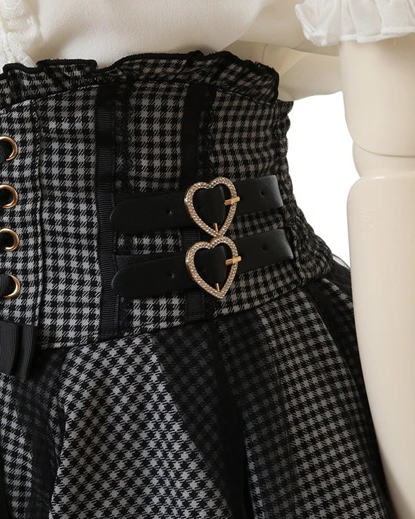 Japanese Liz New Summer Lace Edge Leather Ring High Waist Pleated Skirt Ribbon Bow All-match Short Skirts Big Bow Lolita Blouses