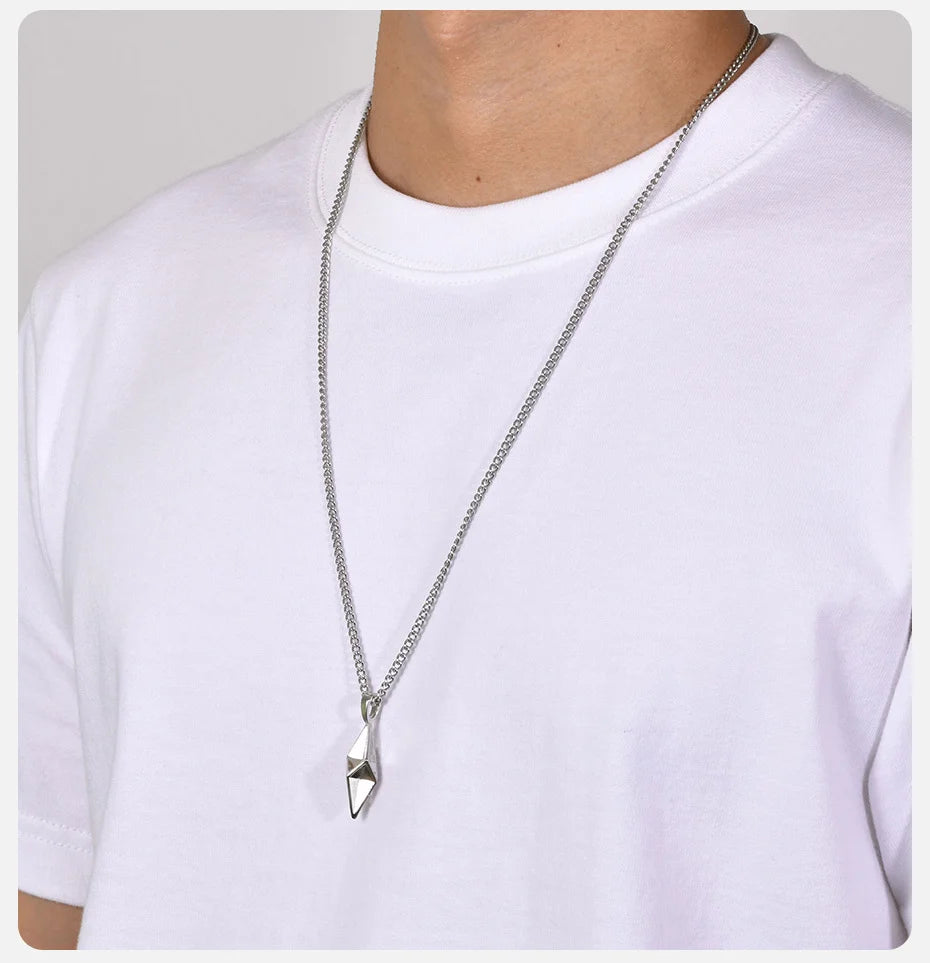 Vnox Star 4-Pointed Necklaces for Men, Stainless Steel Geometric Pendant Collar Valentine's Father's Day Birthday Gifts to Dad