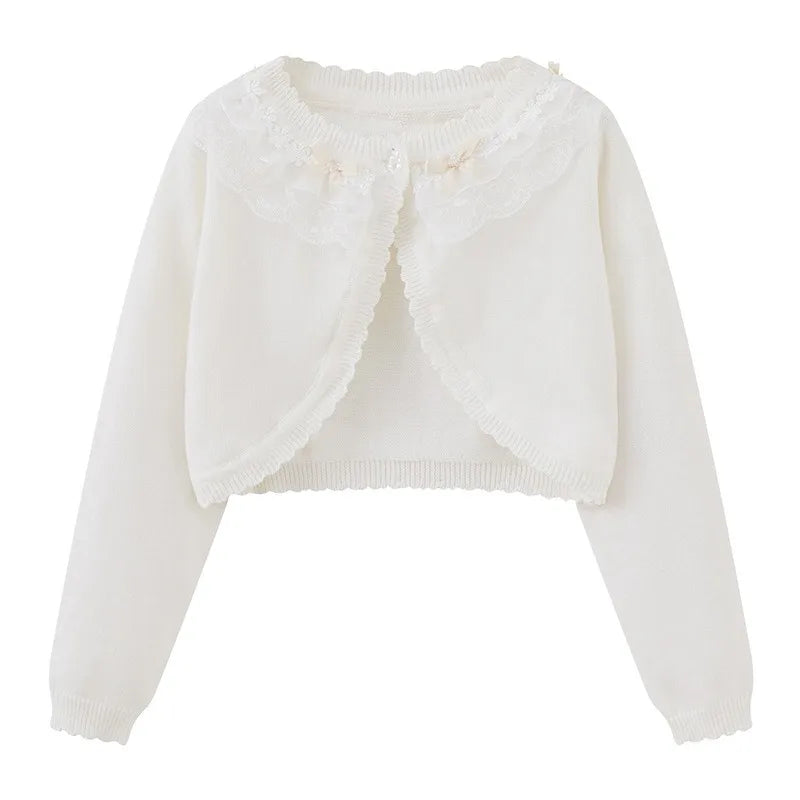 2-14 years old Purple girls Cardigan Thin Spring Children's knit sweater 3 4 6 8 10 12 14 year old children's clothing