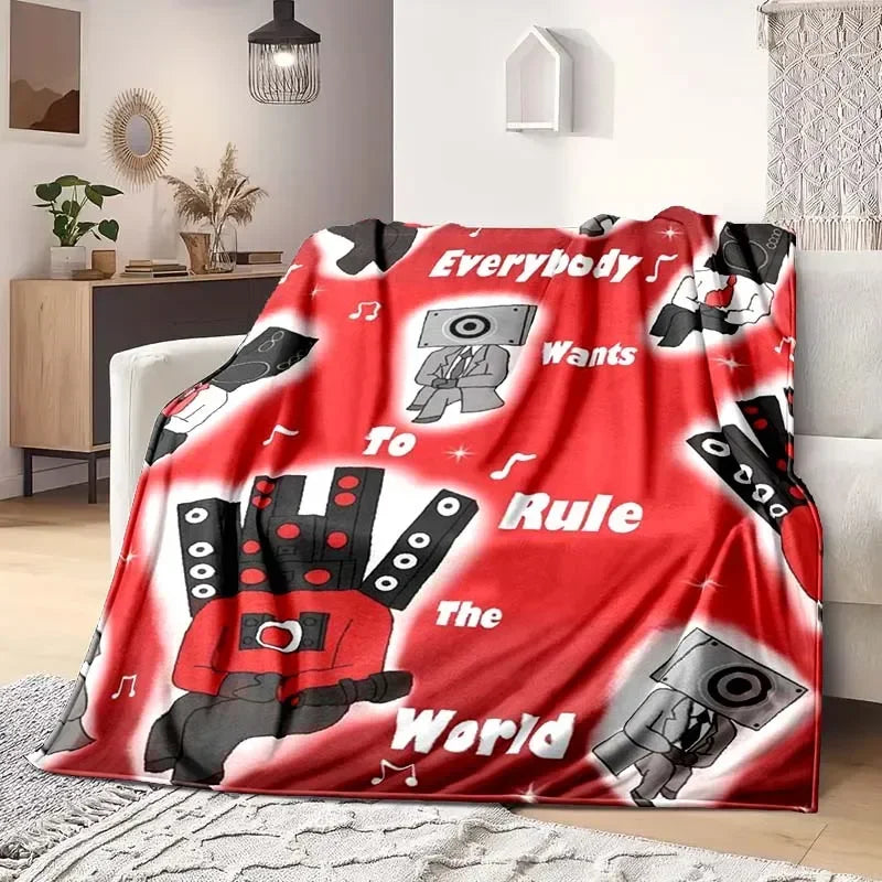 Skibidi Toilet Funny Flannel Blanket Flannel Warm Blanket Adults 3D Printed Coverlet Man Cave Sofa Camping Decor Christmas Gift