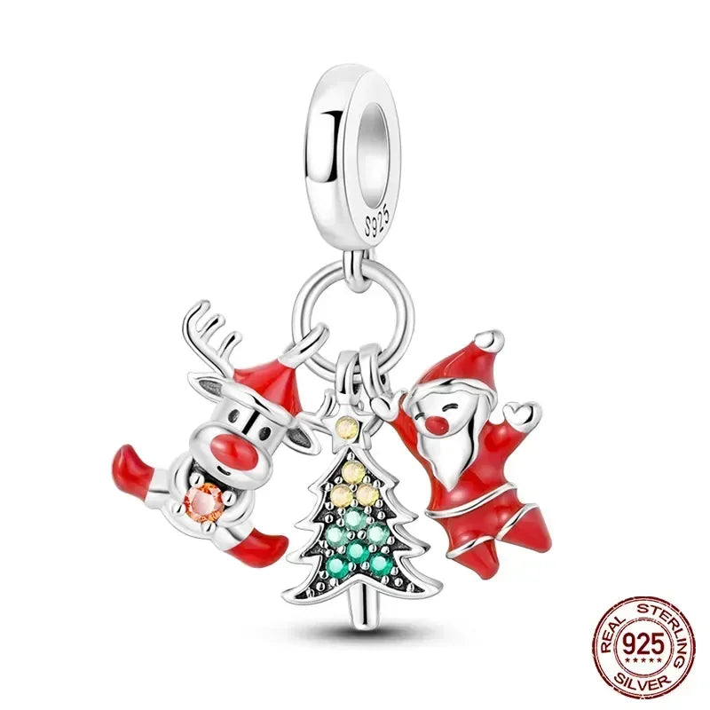 925 Sterling Silver Green Series Flower Tree Apple Pendant DIY Fine Beads Fit 4MM hole diamete Charms Bracelet Women Jewelry Diy