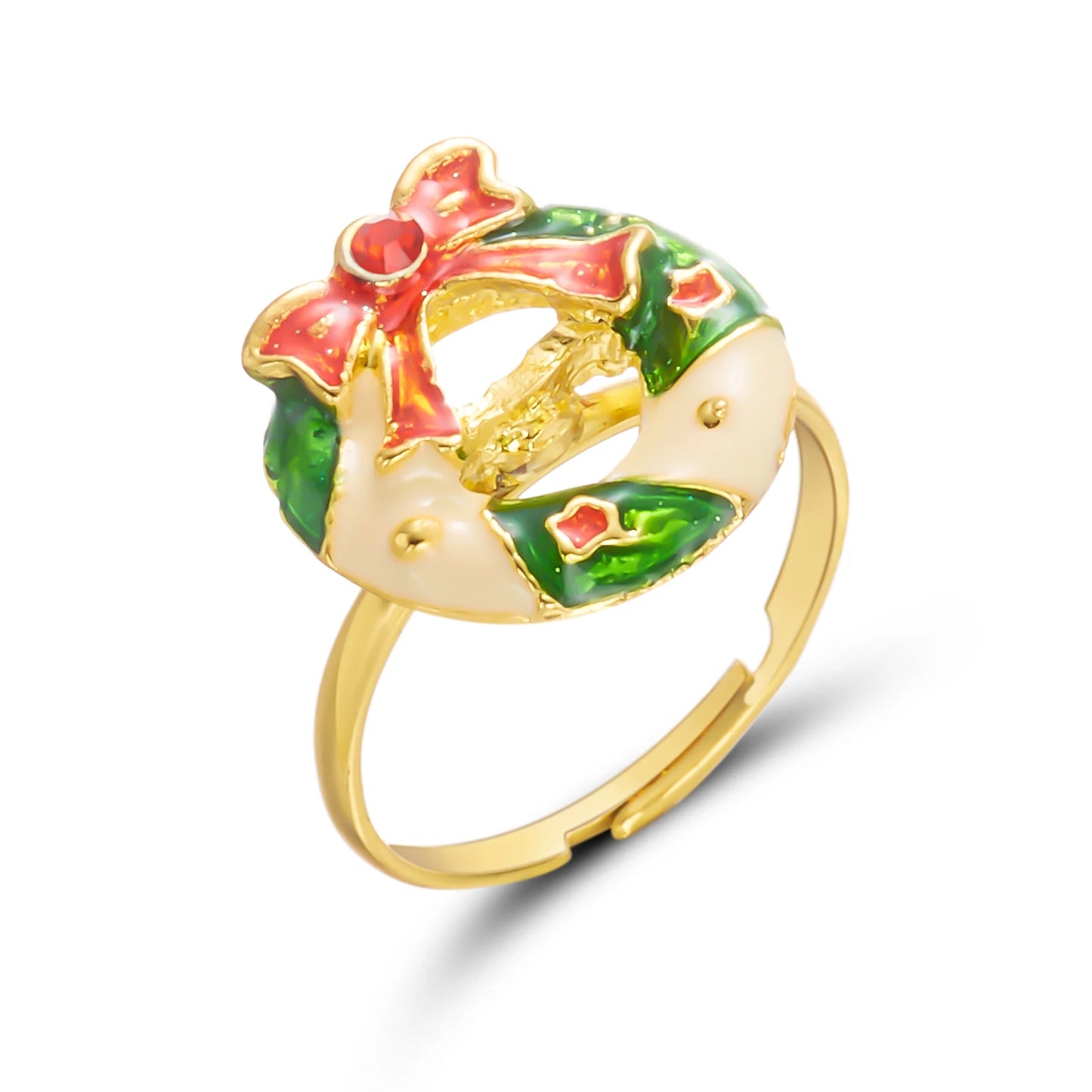 Christmas Tree Zircon Christmas Opening Ring For Women Dripping Oil Santa Cartoon Ring Elk Snowman Xmas Party Jewelry Friend