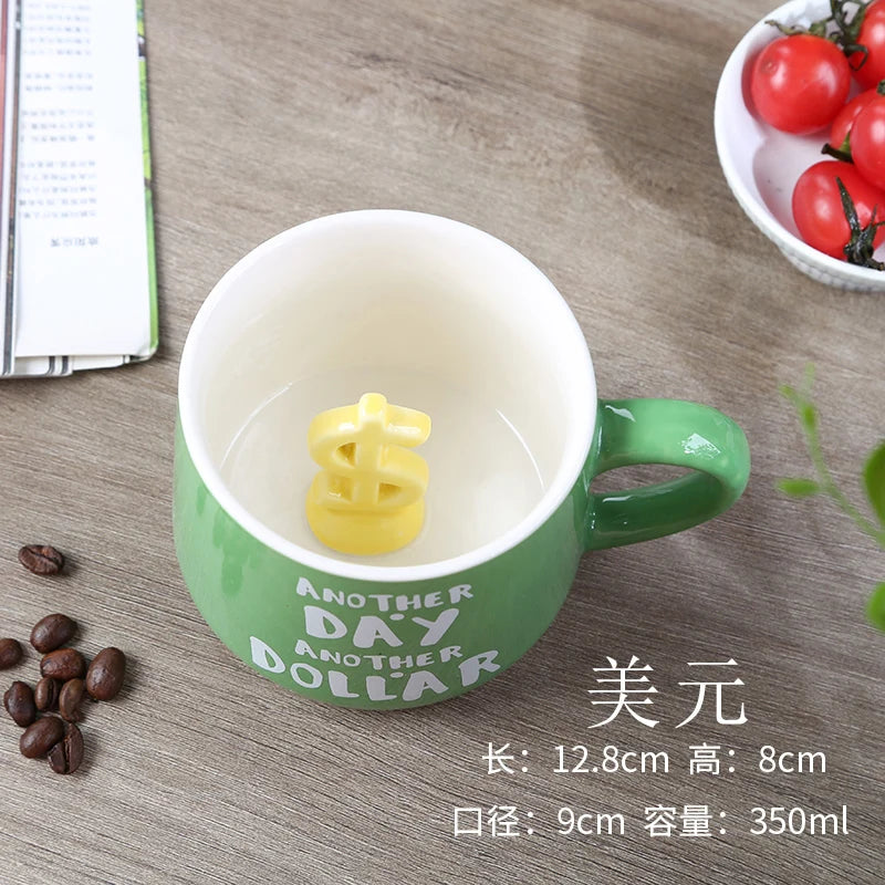 Cute Cartoon Coffee Figurine Mugs with Animal Inside, Ceramic 3D, Uincorn, Love Novelty Cup, Christmas Gift for Friends, Kids