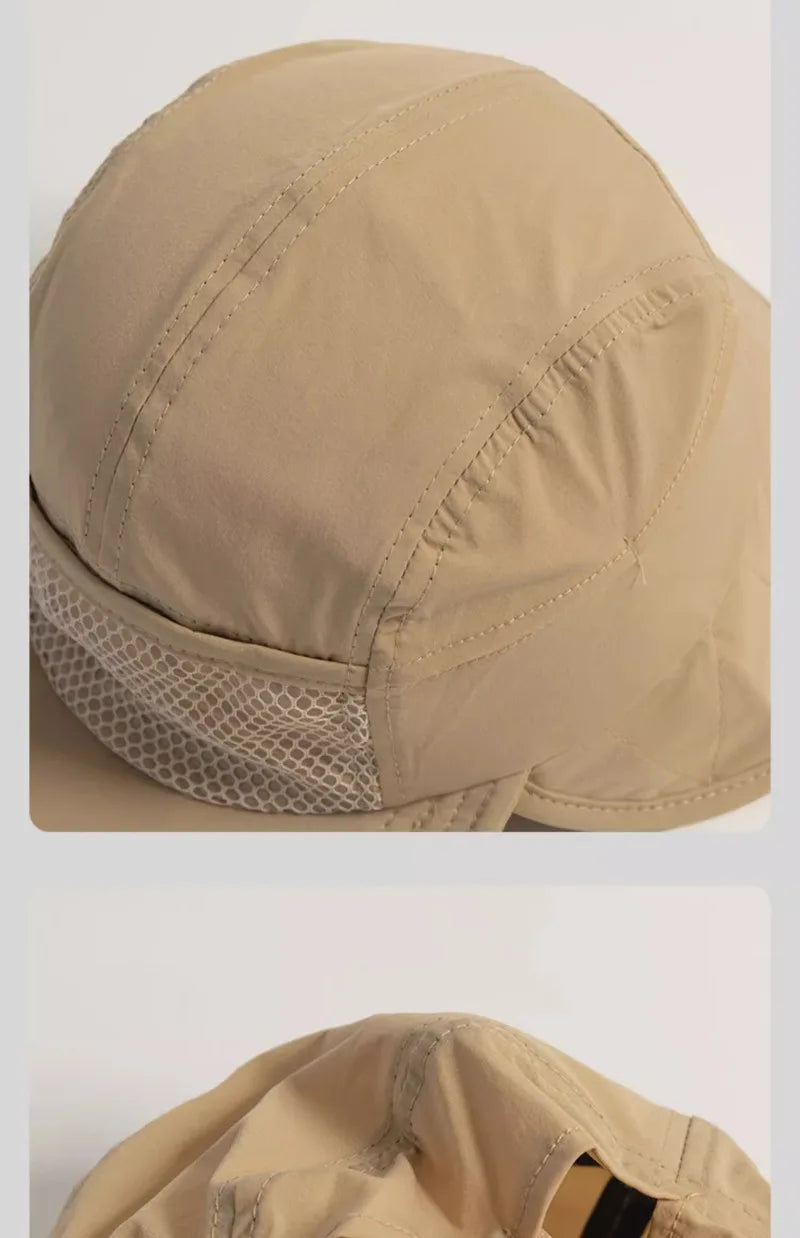 Japanese Outdoor Camping Sun Protection Bucket Hats Women Summer Thin Quick-drying Breathable Neck Protection Men's Caps