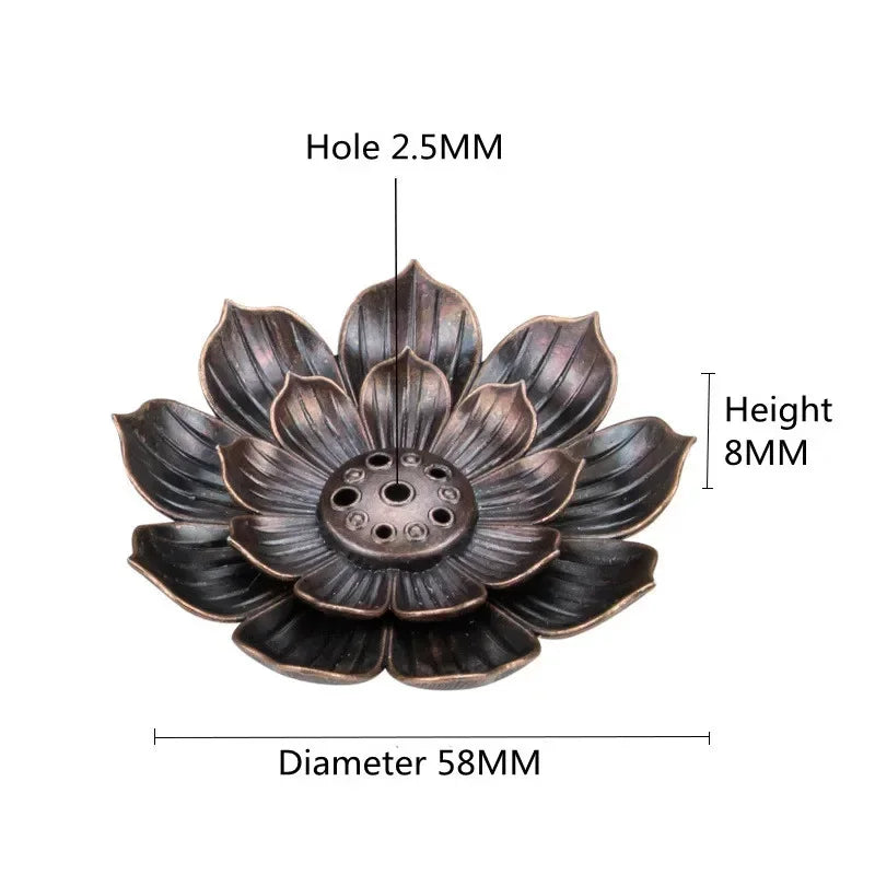 Incense Stick Holder Alloy Lotus Line Incense Burner Yoga Sage Sandalwood Coil Base Bronze Crafs Home Decor Christmas Gift