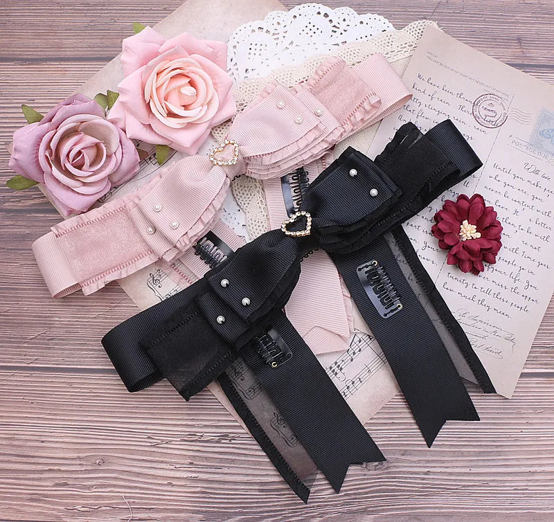 Sweet Beaded Yarn Ribbon Bezel Headwear Women Girls Vintage Big Bownot Hairband Wide Hairclip Headdress For Hairpin Accessories