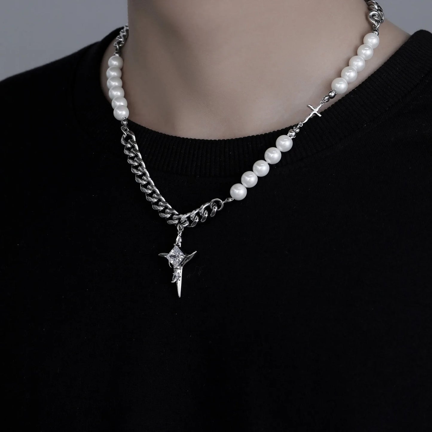 Vnox Stylish Black Stone Choker Necklaces for Men Women, Double Layers Chain Collar,Valentine's Father's Day Birthday Party Gift