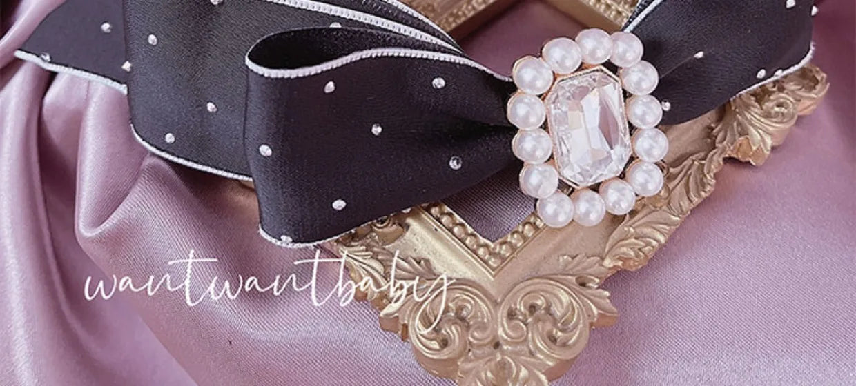 Sweet Cute Hairbands Japanese Style Lolita Headwear Rhinestone Pearl Polka Dot Bownot Headdress Tiaras for Girl Accessories