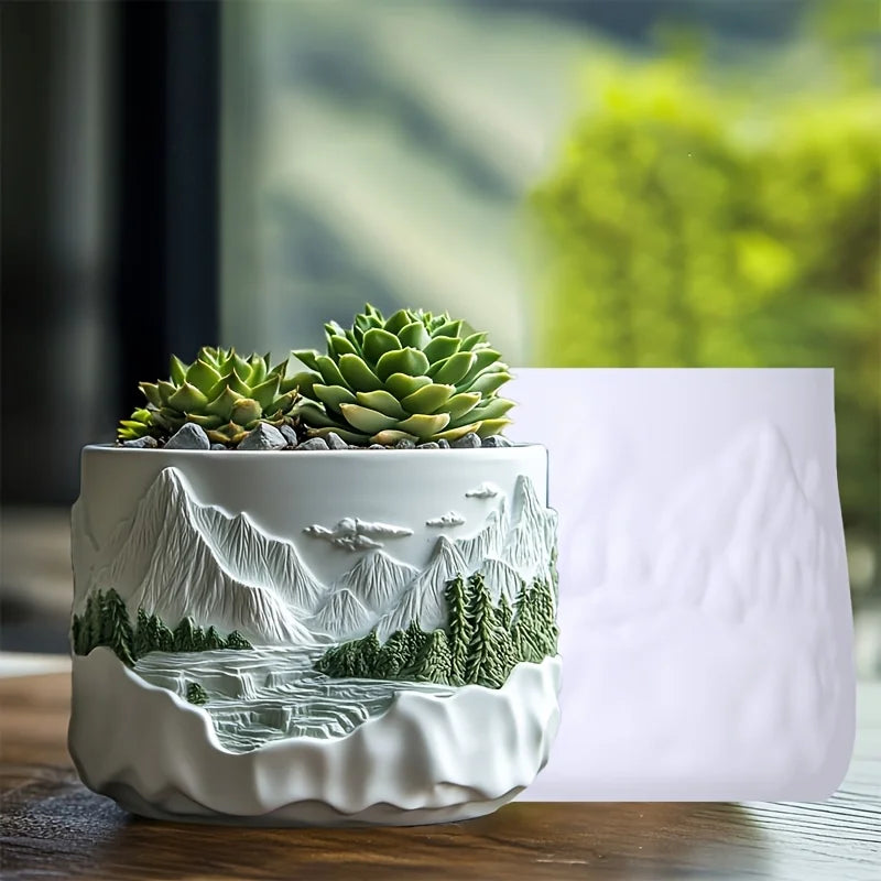 Windmill Town Succulent Plant Pot Silicone Mold  Windmill Town House Relief  Flower Pot Resin Mold Dream house storage box molds
