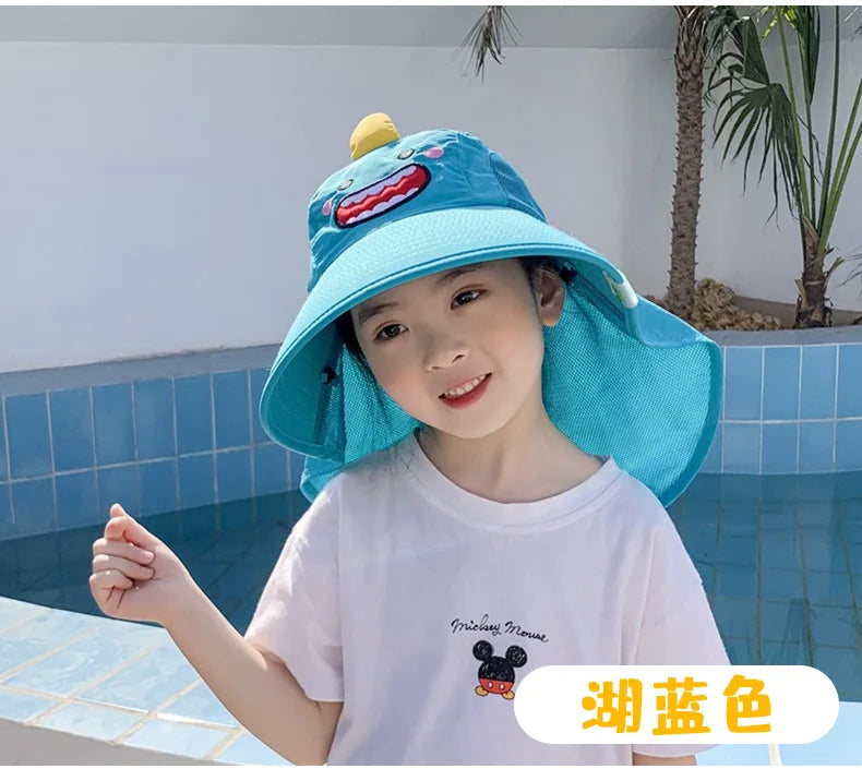 DANKEYISI Kids Bucket Hat Summer Sun Protection Large Brimmed Fisherman Hat Beach Animal Hat for Boys Girls Anti UV