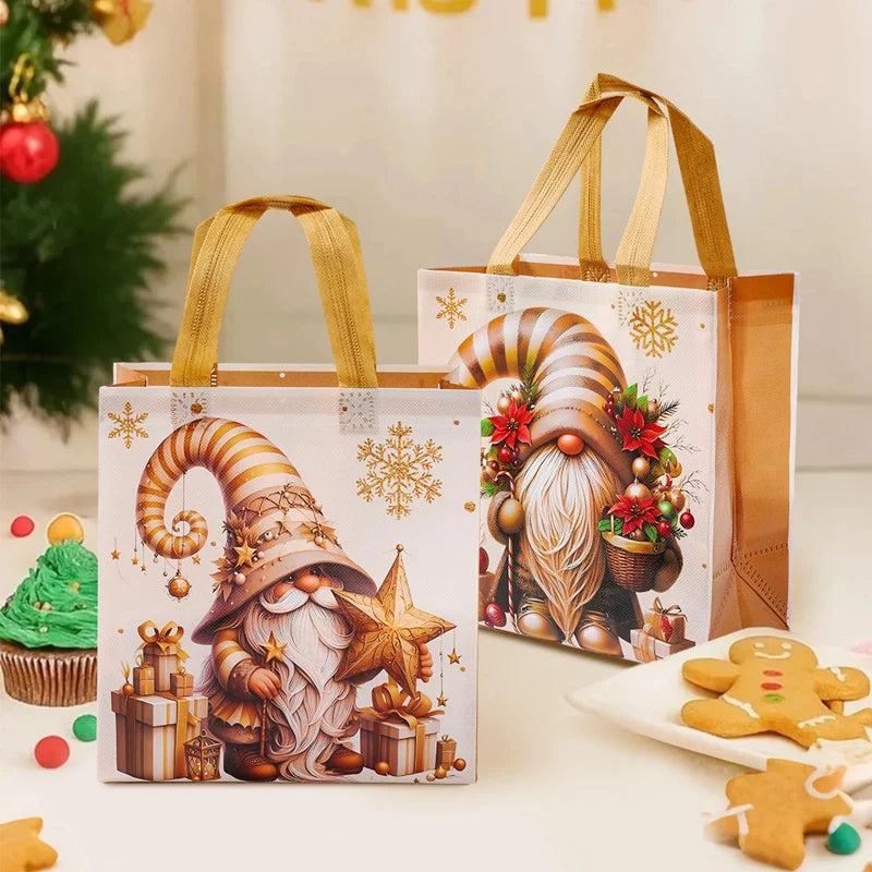4pcs Christmas Gift Packaging Bags Dwarf Non-Woven Tote Bag with Handle 2025 Christmas Decoration For Home New Year Gift Bags