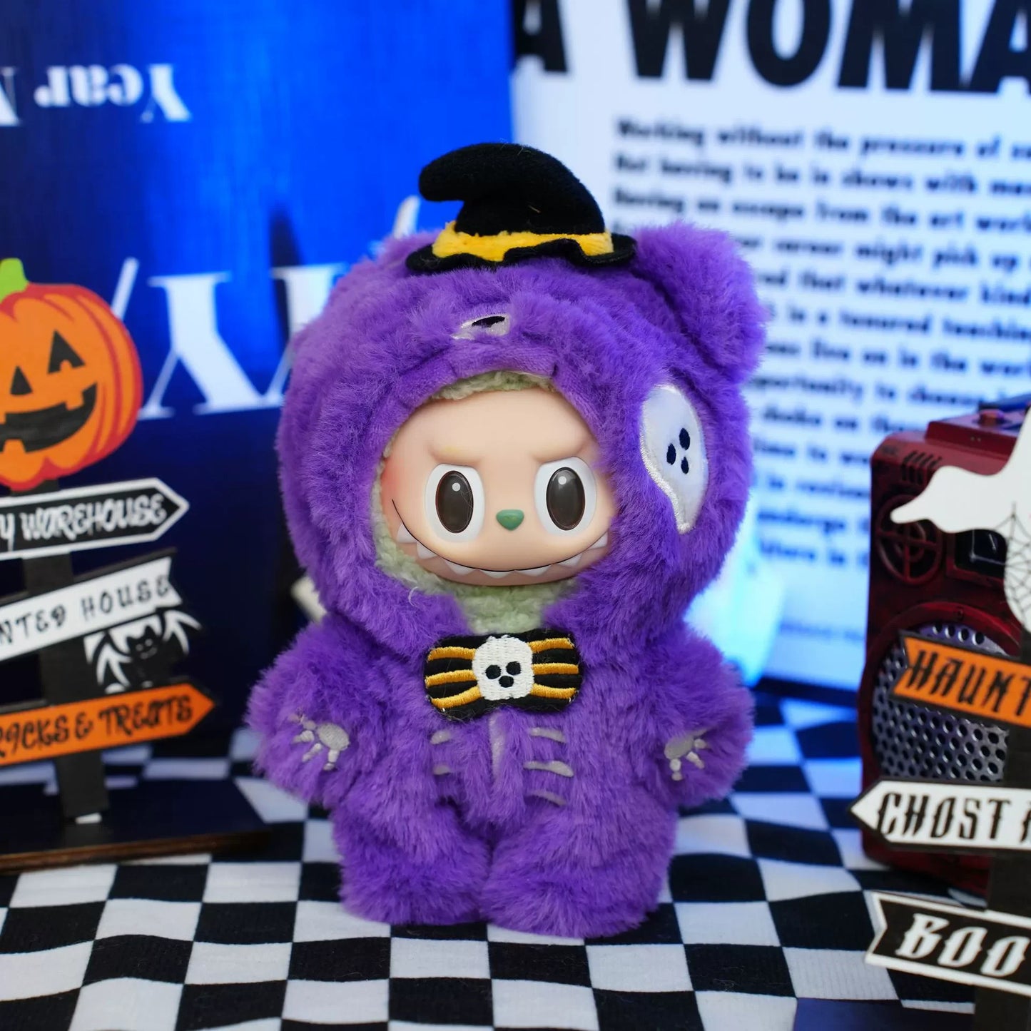 Cute Doll Plush Set for Labubu Doll Clothes Halloween Pumpkin Devil Bear Doll Costume Trendy Accessories Fashion Style