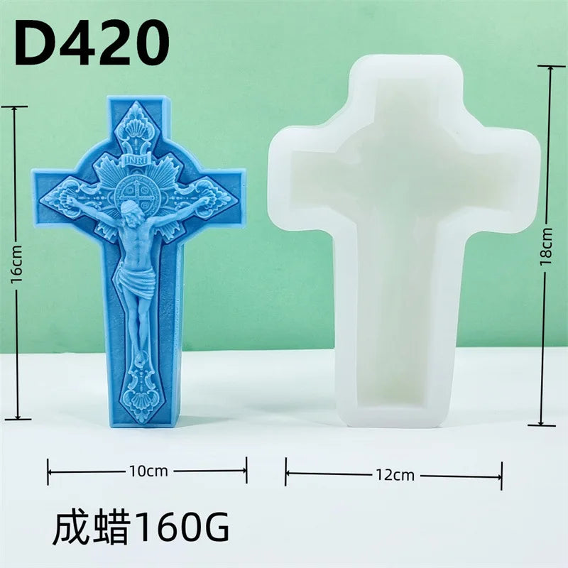 2D/3D Jesus Cross Statue Silicone Mold Jesus Kobe Candle Silicone Mold Candle Mould Greek Mythology resin mold  gypsum mould