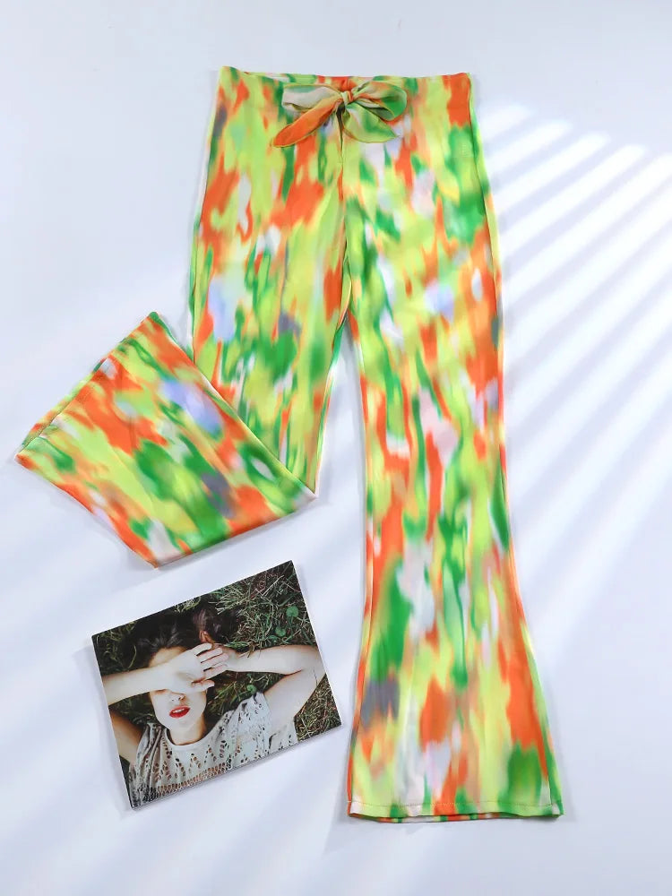 Miyouj 2025 Tie Dye Bikini Set Triangle Bathwear New Three Piece Suit Low Waist Biquini Summer Cover Up Women's Bandage Swimsuit