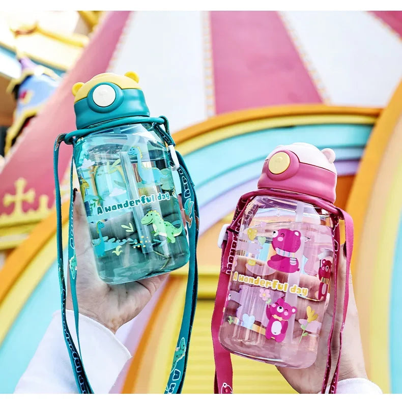 650ml Cute Kids Water Bottle with Straw Free BPA Leakproof Outdoor Portable Children's Cups School Water Bottle for Children
