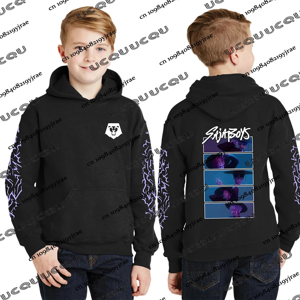 KPop Demon Hunters Saja Boys Hoodie For Kids Fall Winter Hot Sale Hoodies Warm Hooded Pullover Men Women Cotton Hoodies