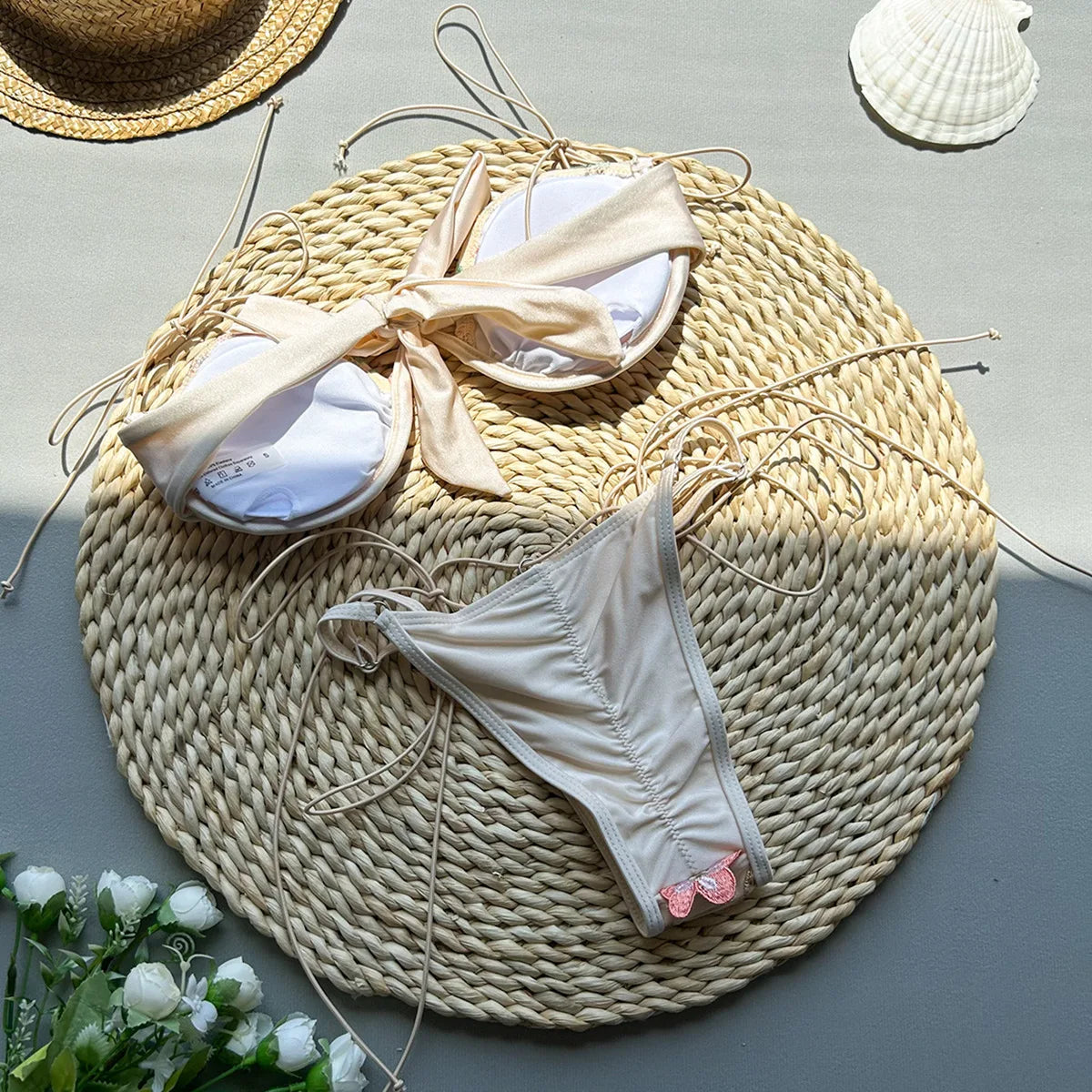 Embroidery Biquini Women Swimsuits Female Swimwear 2024 Micro Bikini Set Bathing Suit Swimming Suits Beachwear Push Up Bikinis