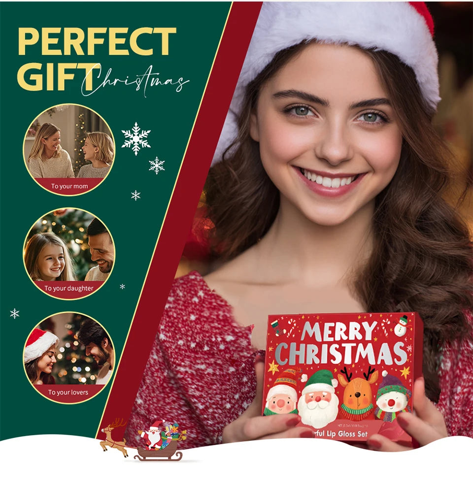 Lakerain Christmas Lip Gloss Set Long Lasting Moisturizing Waterproof Portable Travel Kit Ideal Thanksgiving Christmas Gift