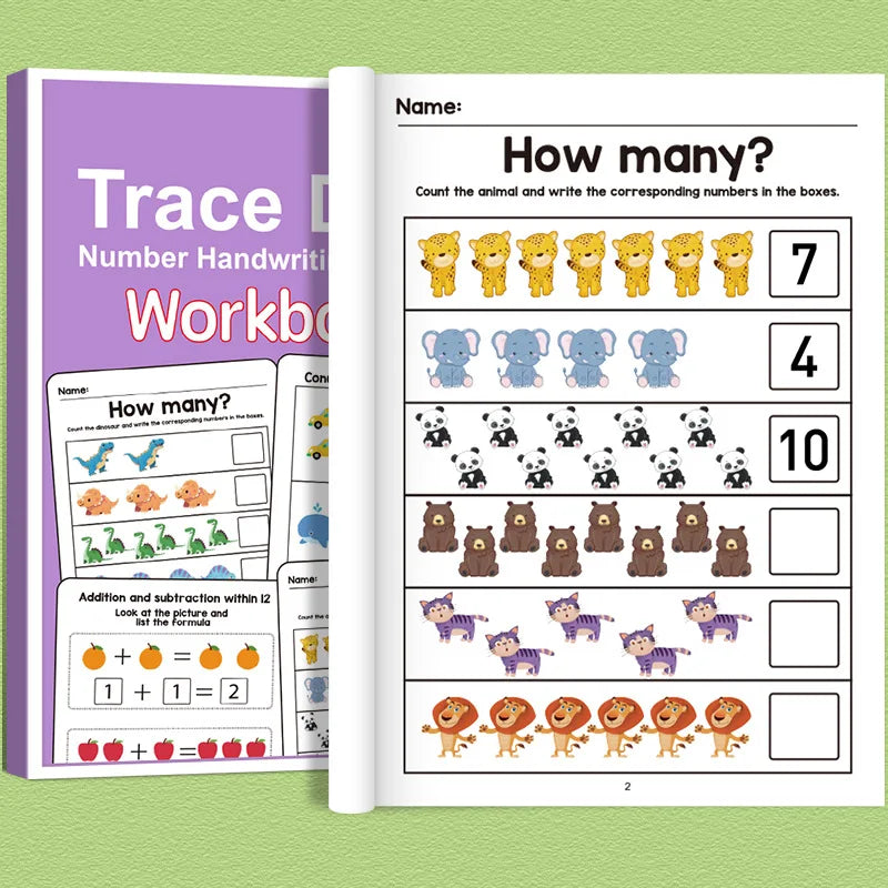 64-Page Interactive Preschool Math Workbook: Number Tracing, Addition and Subtraction Exercises - Early Education Activities for Children Aged 3 and Above, Preparatory Course, for Home or Classroom Use - Number Recognition an