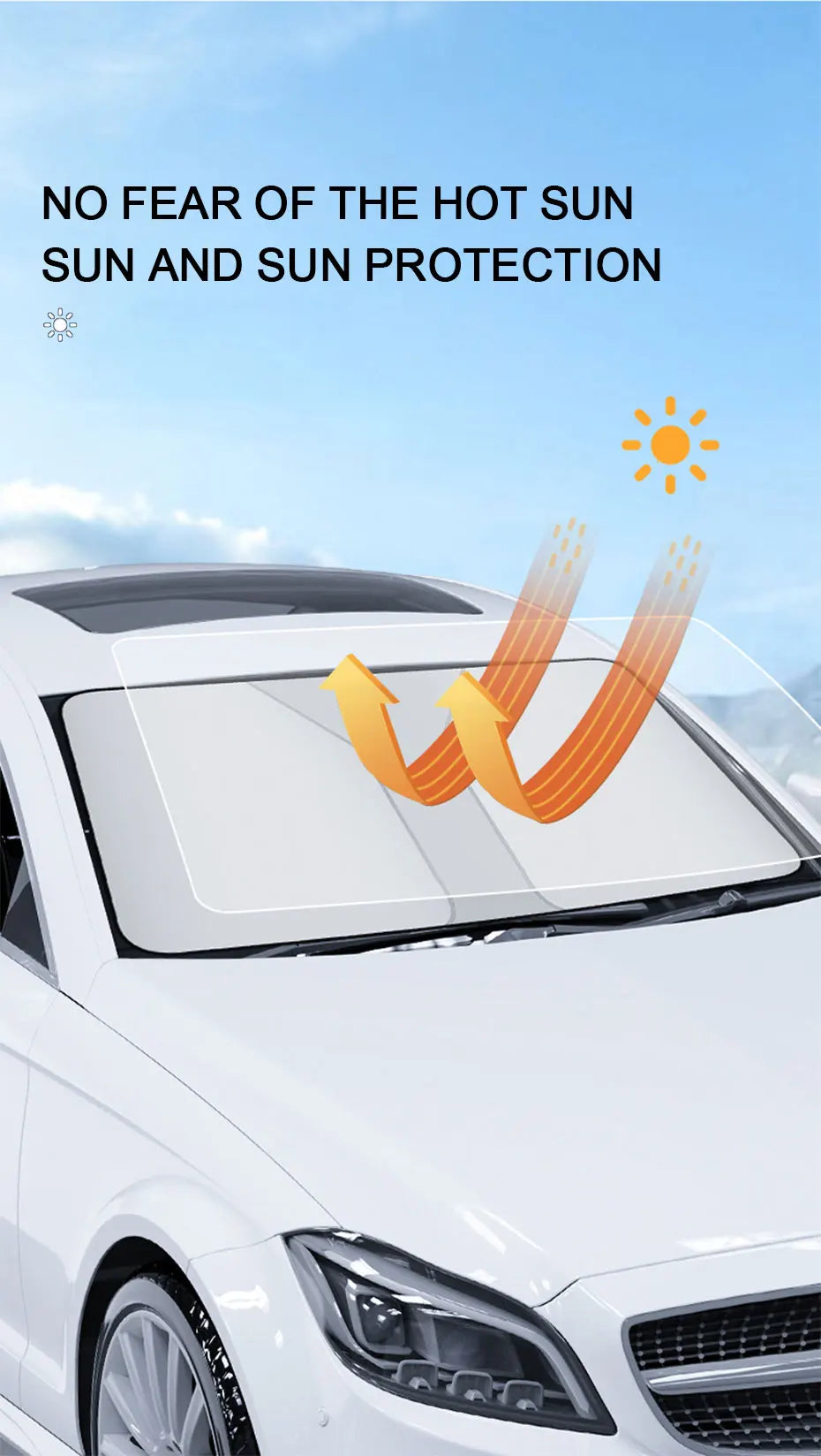 SEAMETAL Foldable Car Windshield Sun Shade Front Window Curtain Summer UV Refletive Sun Protection Cover Car Windscreen Sunshade