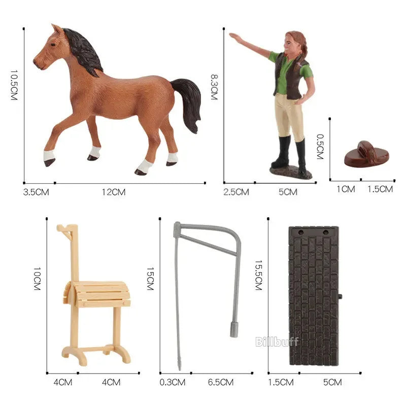 DIY Horse Race Model Horseman Farm Animal Figurines Action Ma Chang takes a shower Emulation Toys for Children Christmas Gift