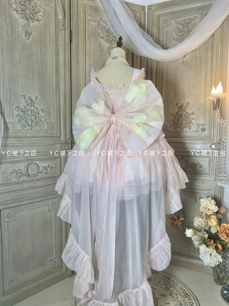 Japanese Lolita Y2k Princess Tutu Vestidos Trailing Big Bow High-end Light Luxury Birthday Dress Slim Fit Wedding Dresses Female