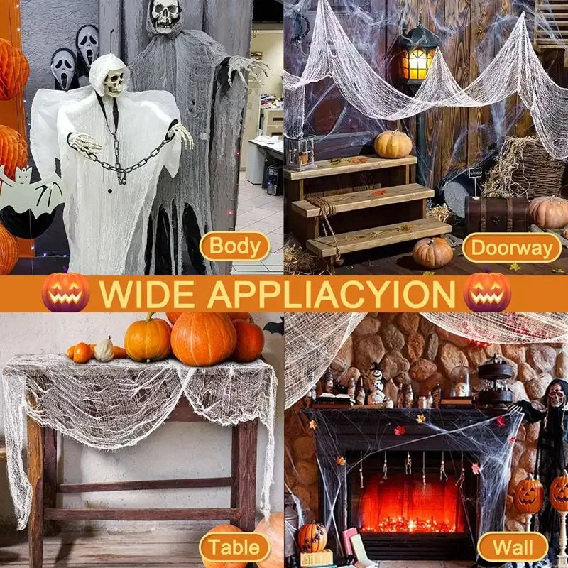 Halloween Creepy Cloth, White Spooky Gauze for Outdoor Hanging Haunted House Party Walls Doorway Entryways Indoor, Party Decor