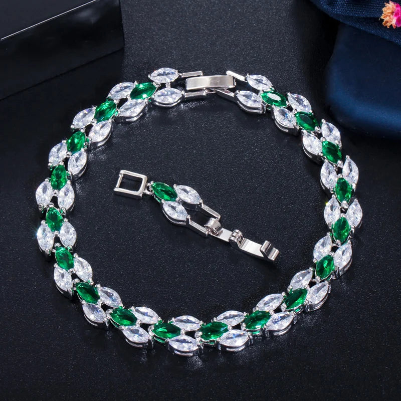 ThreeGraces Fashion Blue Cubic Zirconia Wedding Bridal CZ Link Chain Bracelet for Women 2025 New Chic Party Jewelry BR306