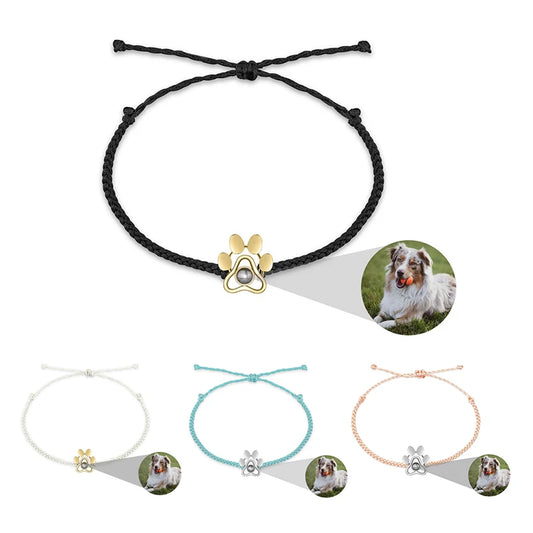 Custom Photo Bracelet with Picture Inside Personalized Photo Projection Bracelet Dog Paw Bracelet Pet Memorial Jewelry Gifts