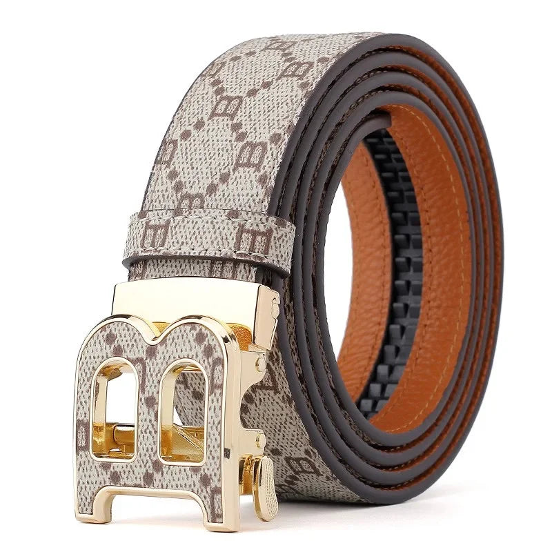 High Quality 3.4cm Leather Business Men Belt Luxury Brand Designer famous  work Belts for men Jeans Strap Male Buckle belt