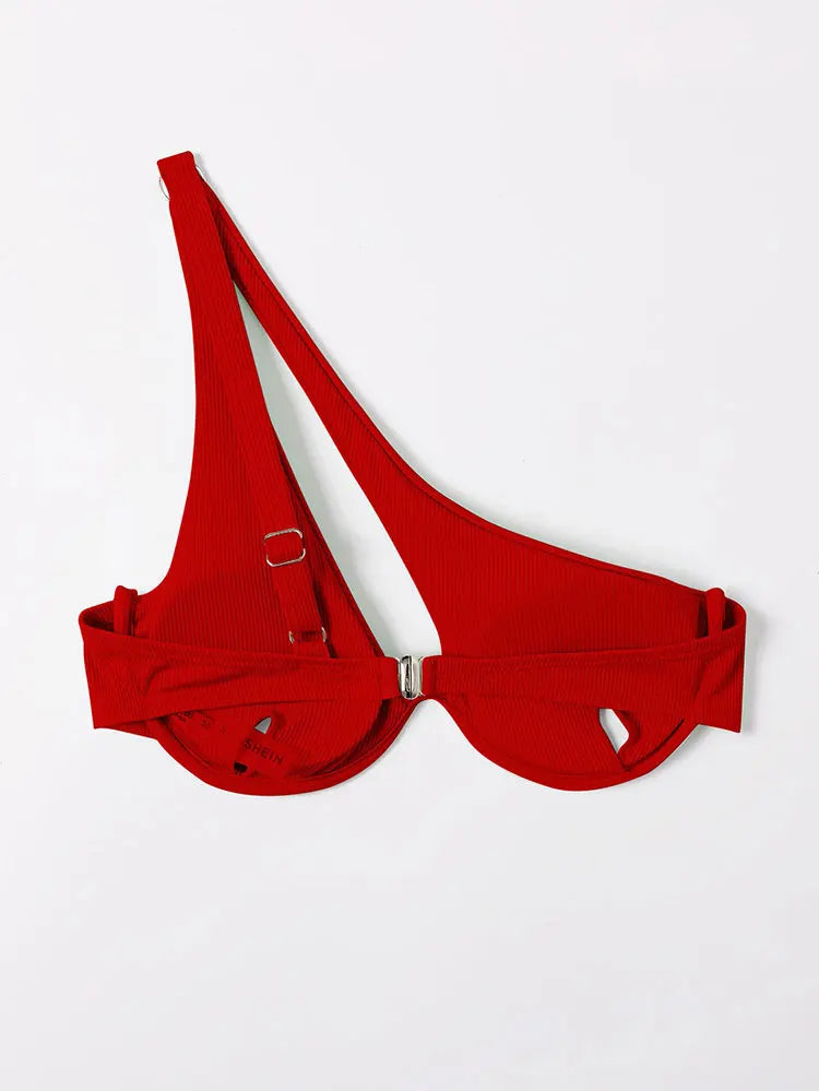 Sexy Bikinis Swimsuits Cut Out Women's Swimwear 2023 One Shoulder Biquini High Cut Bathing Suits Push Up Beach Bikini Set