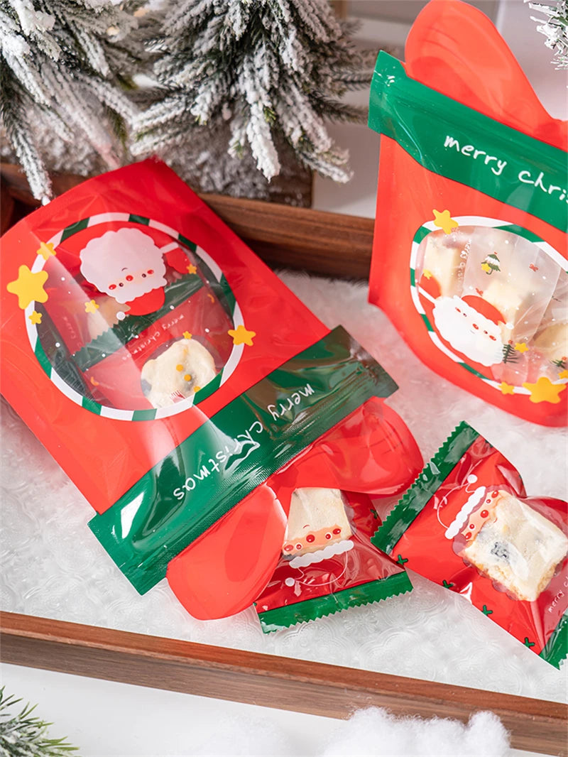 LBSISI Life 25pcs Ball Shape Christmas Gift Bag For Candy Chocolate Cookie Nougat Biscuit Packing Gift Tree Santa Zipper Bags