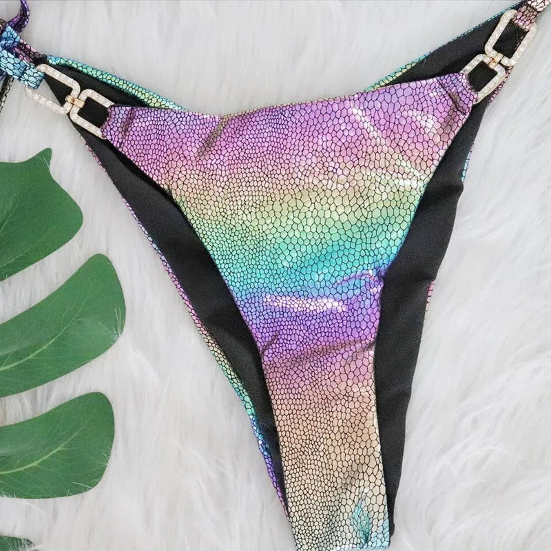 Rhinestones Sexy Bikinis 2025 Women's Swimwear Female Swimsuit Swim Wear Bathing Suits Brazilian Bikini Set Beach Pool Bather