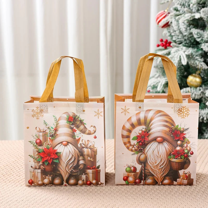 4pcs Christmas Gift Packaging Bags Dwarf Non-Woven Tote Bag with Handle 2025 Christmas Decoration For Home New Year Gift Bags