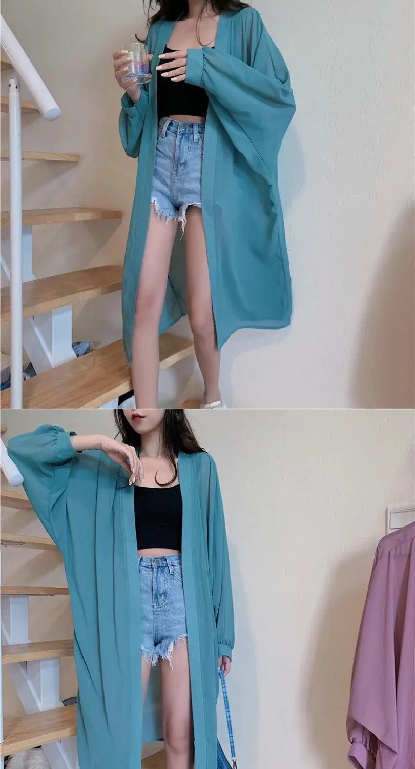 Solid Cardigans for Women Thin Summer Clothing Female Sunscreen Simple Long Sleeve Korean Style Loose Comfortable Breathable
