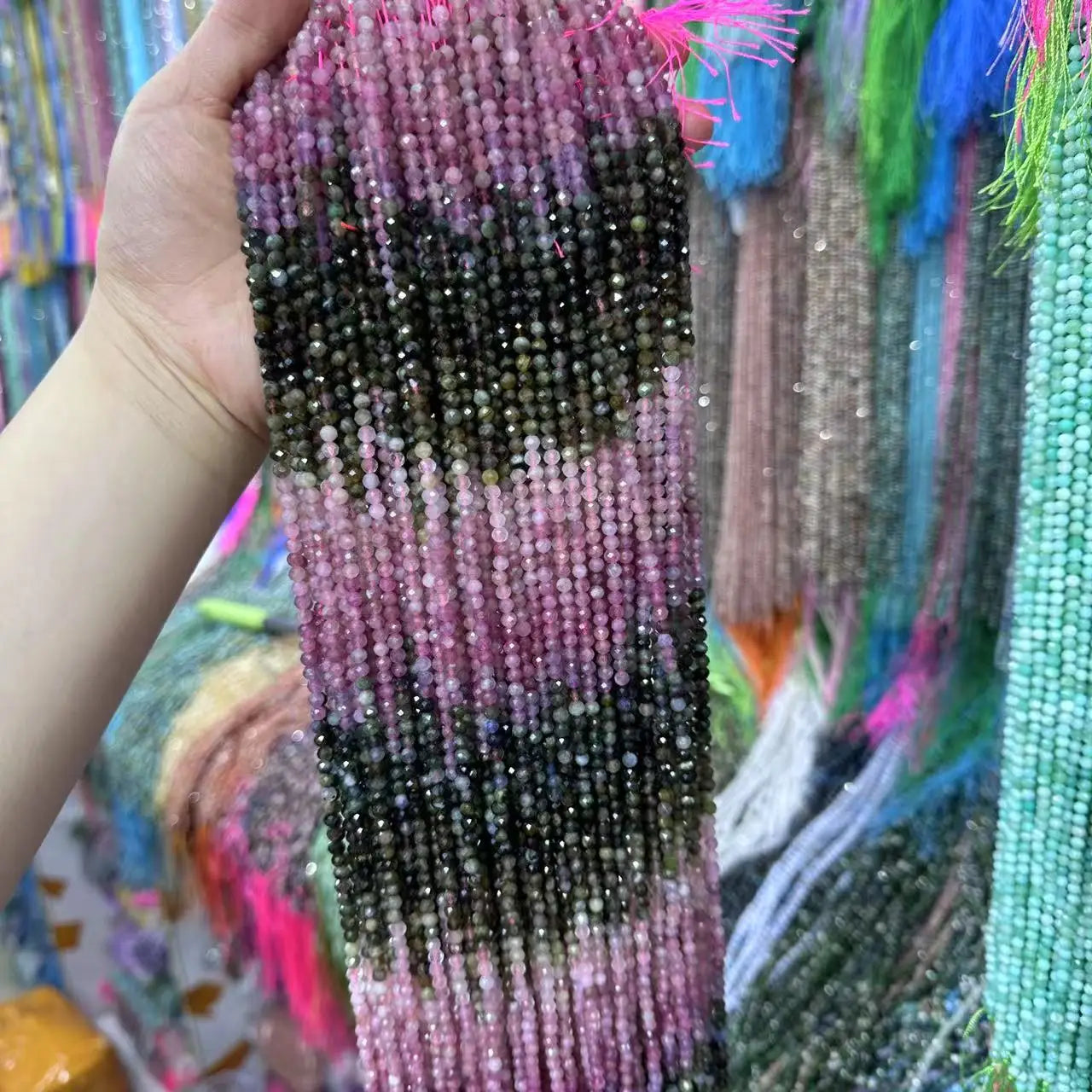 AAA Grade Natural  Rainbow Colorful Tourmaline Slice Loose Bead Jewelry DIY Bracelet Necklace 38cm Manufacturer Wholesale