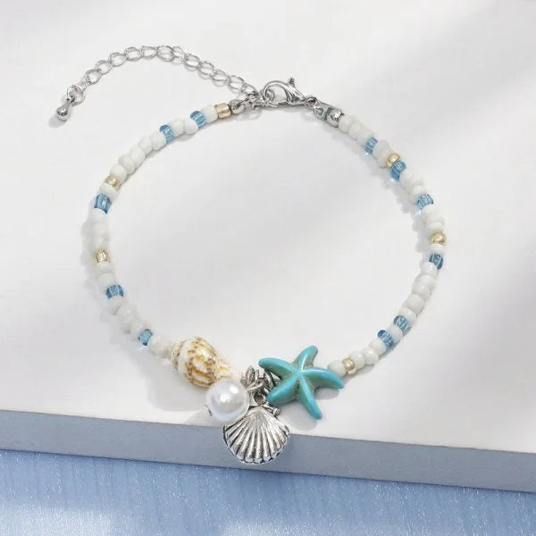 Bohemian Imitation Shell Beads Bracelet For Women Sea Star Turtle Woven Rope Bracelet Handmade Friendship Beach Holiday  Jewelry