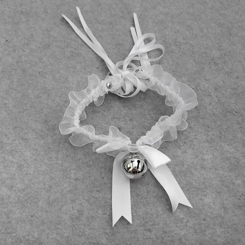 Cute White Black Lace Butterfly Bowknot Clavicle Chain Necklace For Women Crystal Bell Pendant Choker Necklace Fashion Jewelry