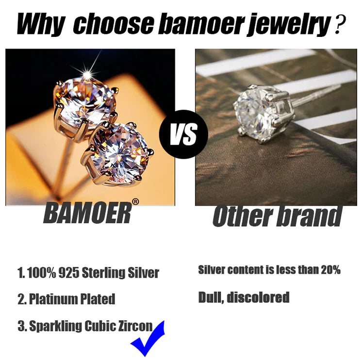 BAMOER 925 Sterling Silver Full pave ring Rainbow CZ Simulated Diamond Stackable Ring Platinum Plated Eternity Bands for Women