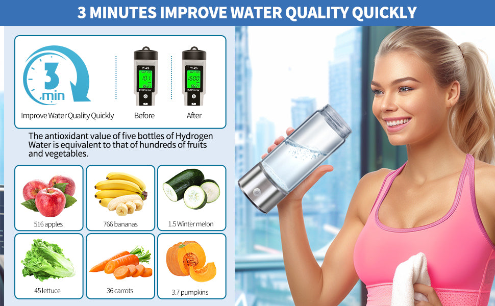 Hydrogen-Rich Water Cup Electric Water Generator Bottle Dual Chamber Filter Cups Antioxidant Water Bottle Titanium Quality Glass